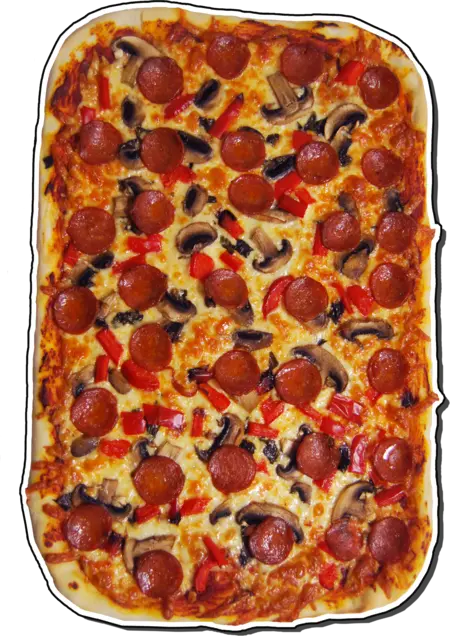 Delicious homemade sheet pan pizza.